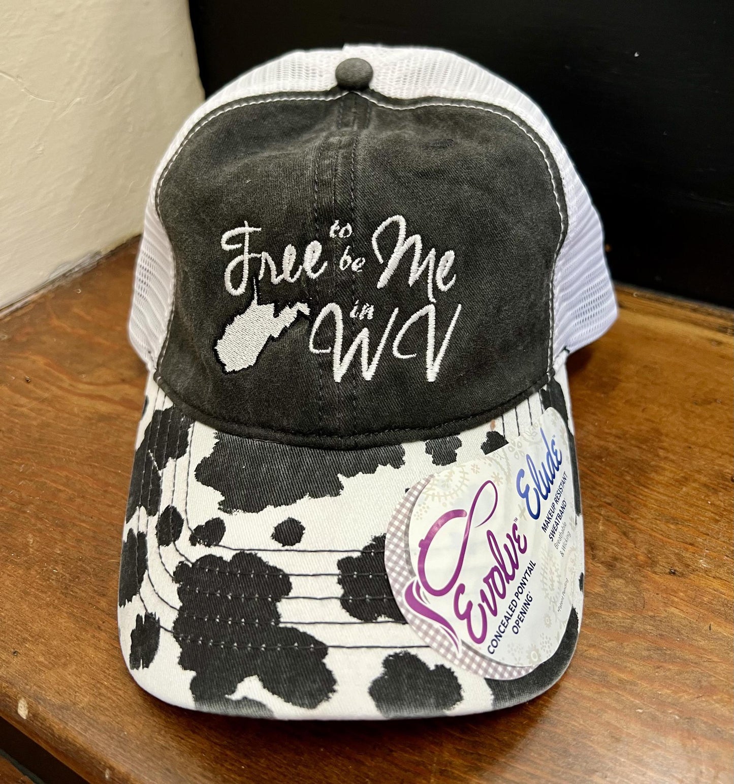 Free To Be Me In WV Hat (Cow Print)
