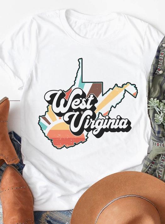 West Virginia Retro State Graphic Tee (White)