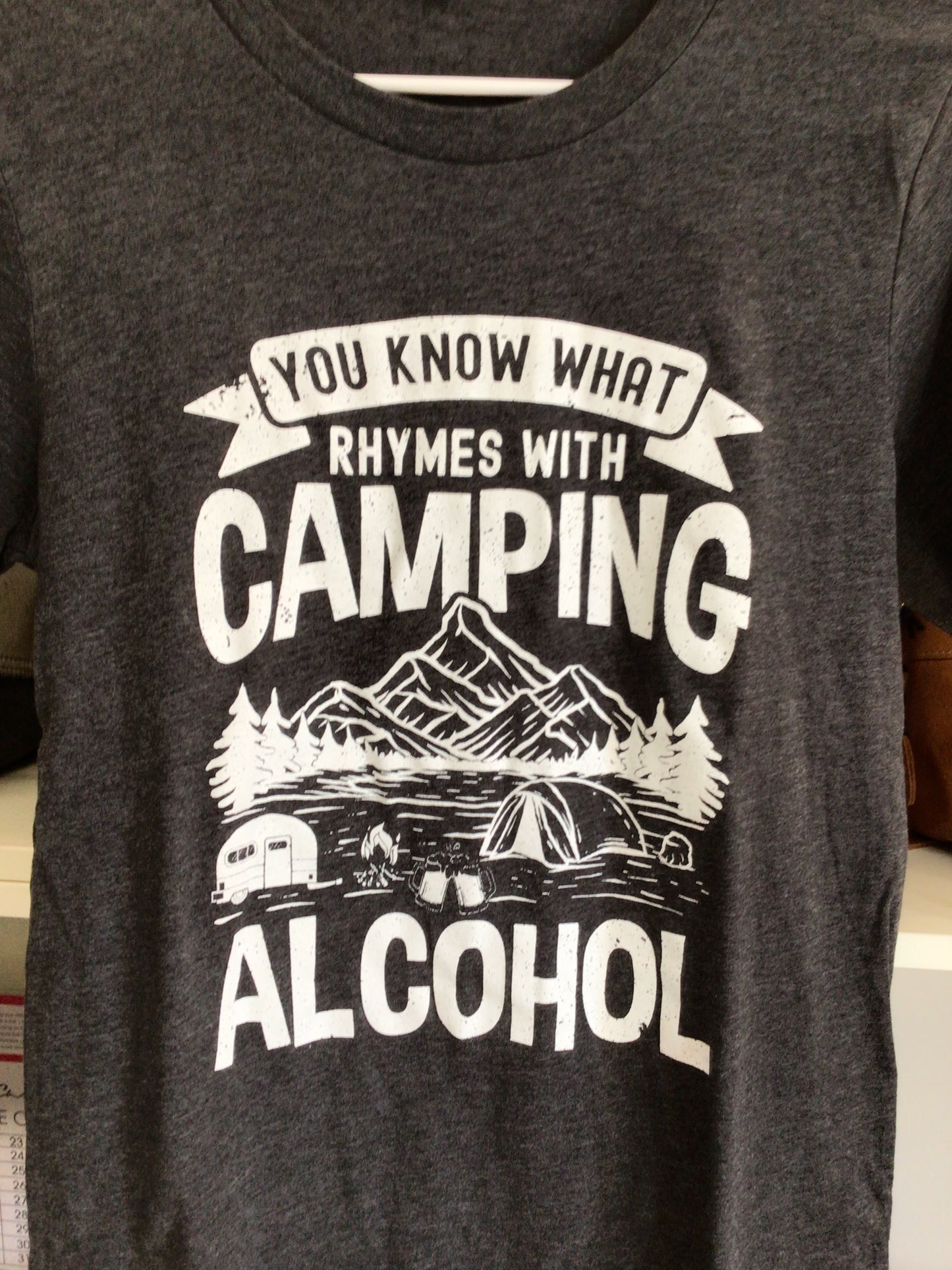 Rhymes with Camping Heather Charcoal Short Sleeve Tee