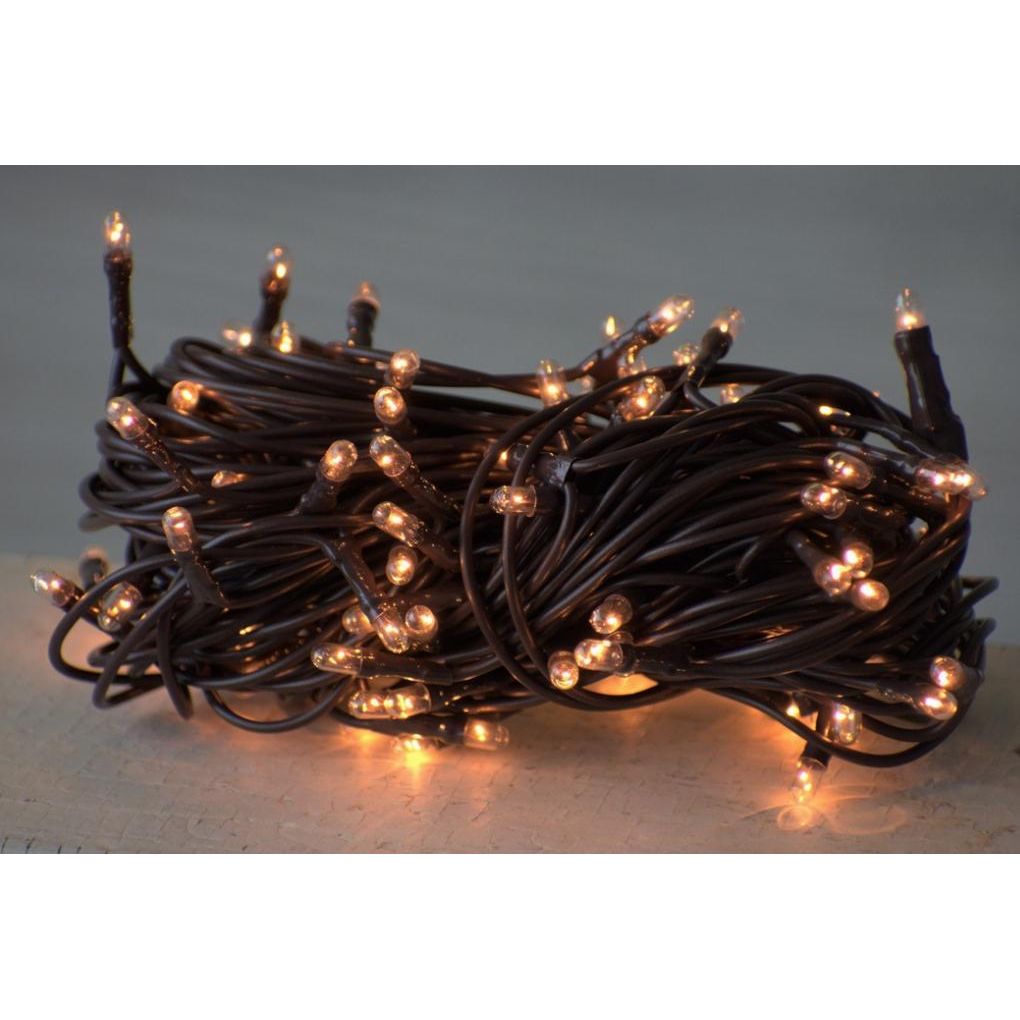 50 Bulb Primitive Rice String Lights 10ft Brown Cord