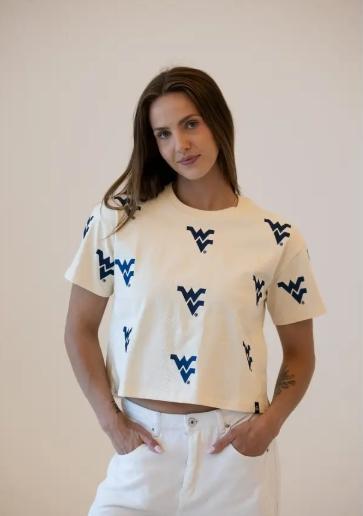 West Virginia Ritter Multi Color Heavyweight Crop Tee