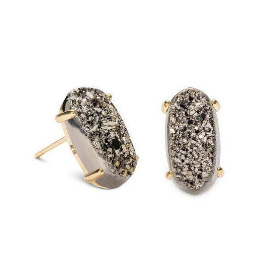 Kendra Scott Betty Gold Stud Earrings in Platinum Drusy