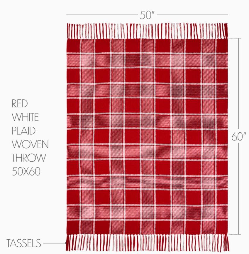 Eston Red White Plaid Woven Throw