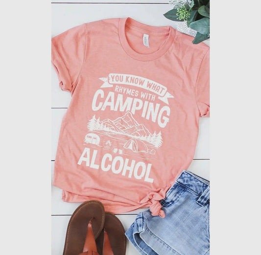 You Know What Rhymes with Camping Alcohol Tee (Heather Sunset)