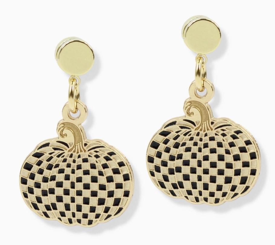 The Checkered Pumpkin Earring - Black