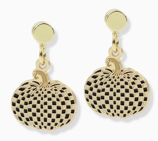 The Checkered Pumpkin Earring - Black