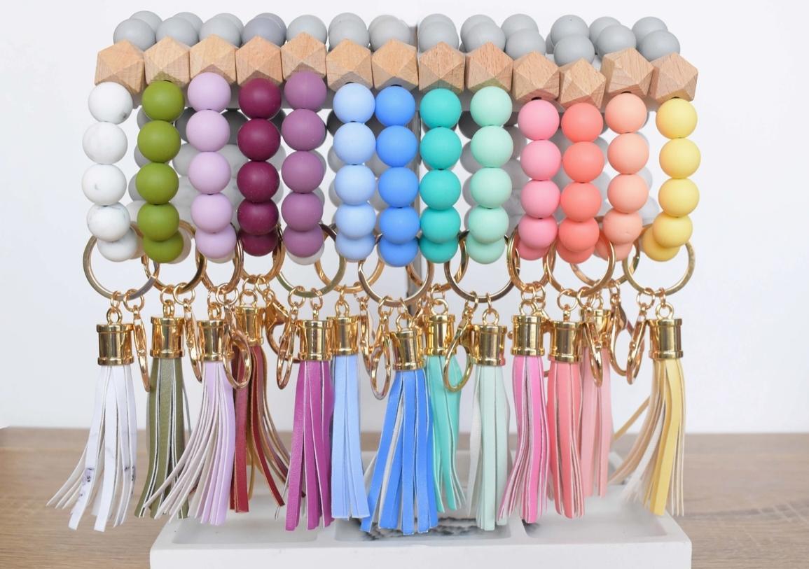 Silicone Bead Keychain Wristlet