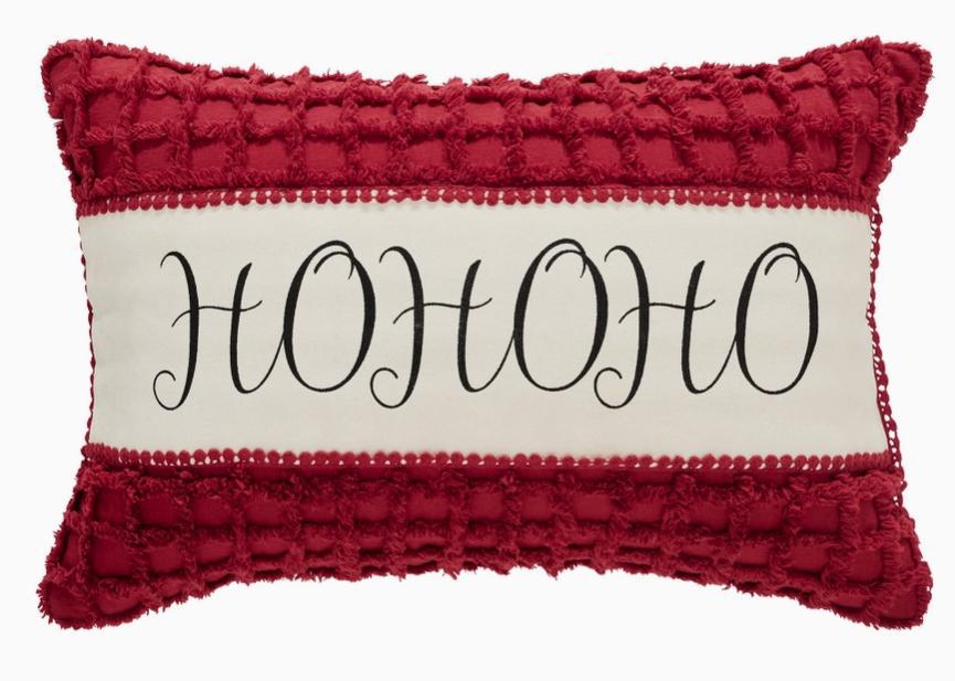 Kringle Chenille HoHoHo Pillow (14x22")