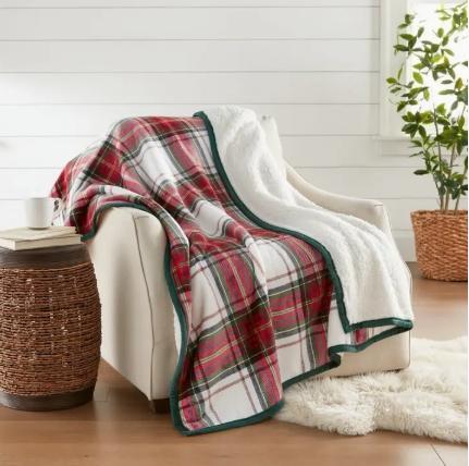 Velvet Plush Reverse to Sherpa Throw (St. Nicholas Plaid)