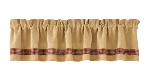 Burlap & Check Valance (Wine)