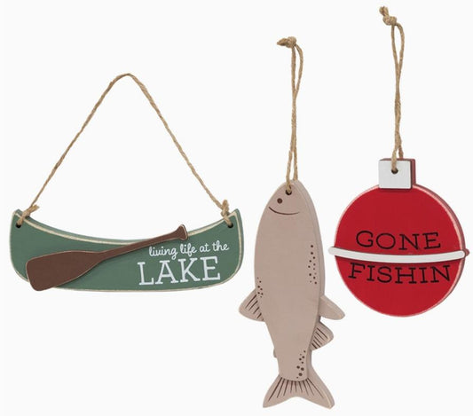 Lake Fishing Wooden Ornaments