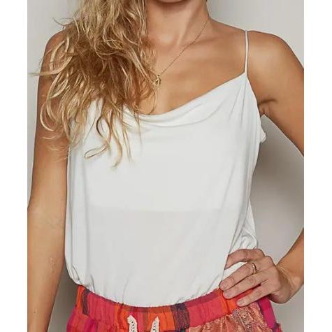 Rose Petal Draped Cowl Neck Women's Tank Top (Off White)