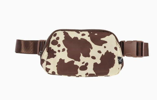 C.C Women's Cow Print Belt Bag (Brown)