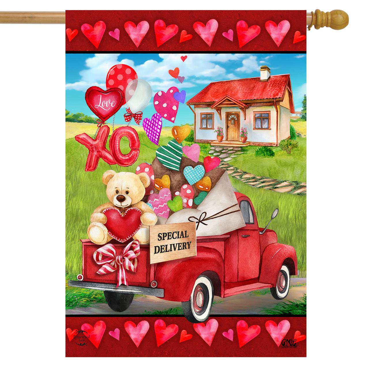 Love Filled Pickup Valentine's Day Flag