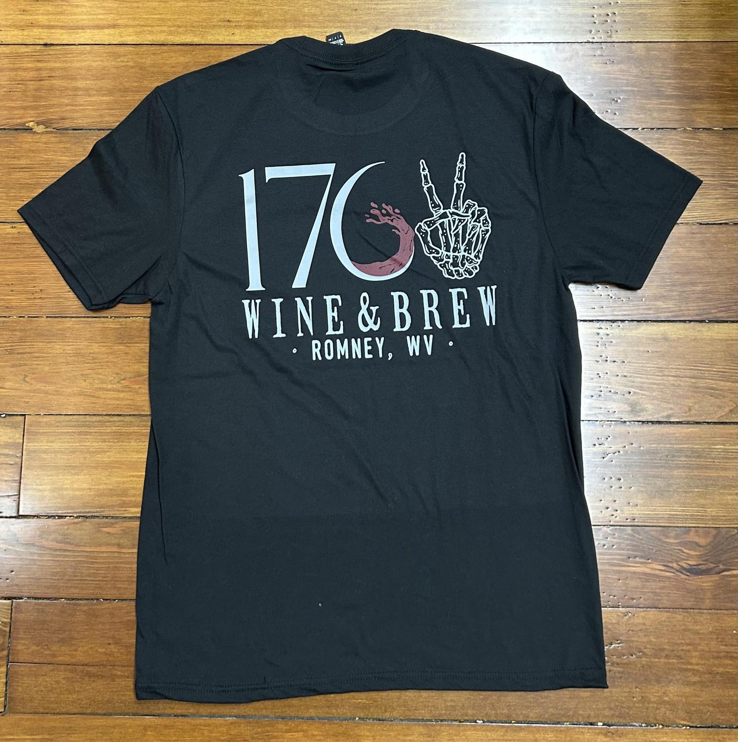 1762 Wine & Brew Skeleton Hand Tee (Black)