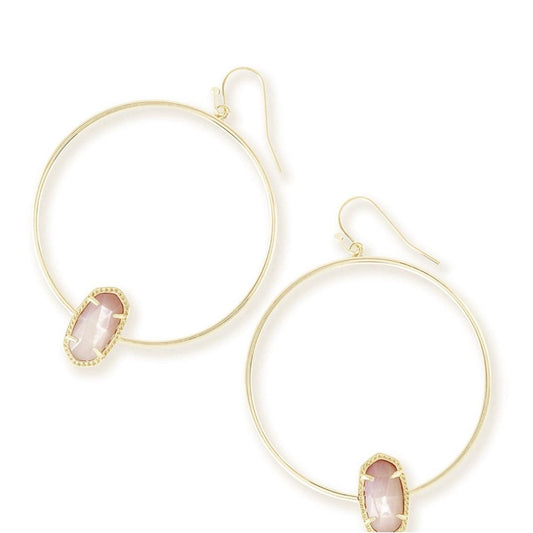 Kendra Scott Elora Hoop Earrings In Rose Quartz