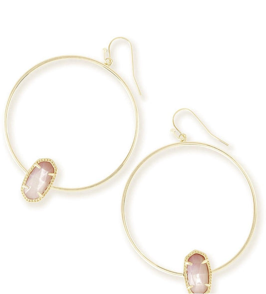Kendra Scott Elora Hoop Earrings In Rose Quartz