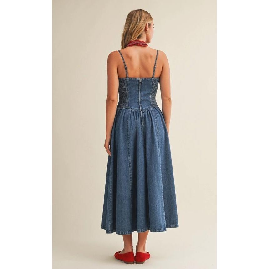 Detachable Strap Denim Dress