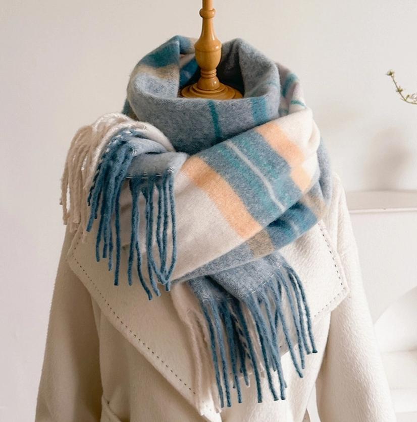 Soft Gradient Knit Tassel Scarf Wrap Shawl