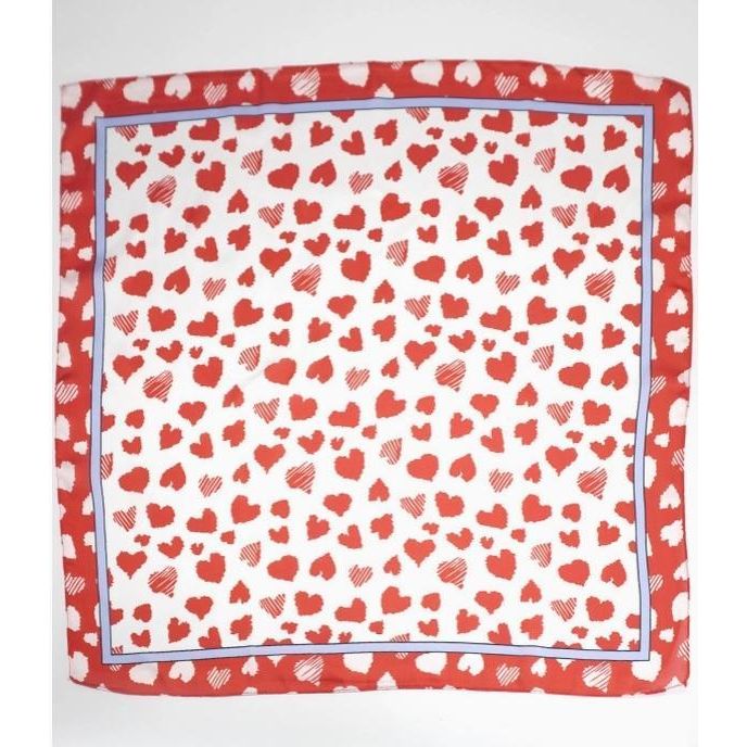Valentine Red Heart Silky Feel Bandana Scarf