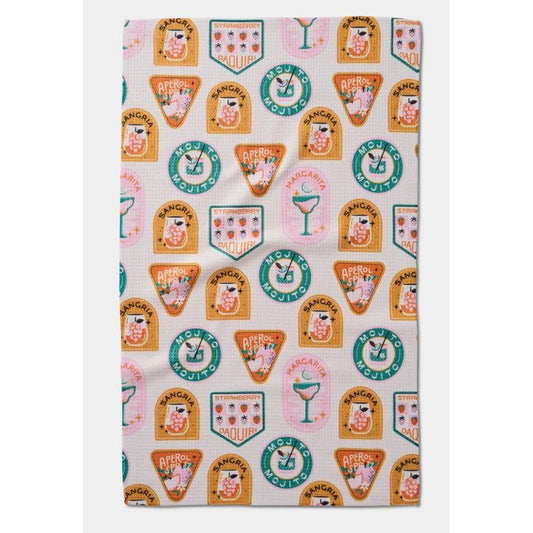 Geometry Kitchen Tea Towel Cocktail Scout Badges