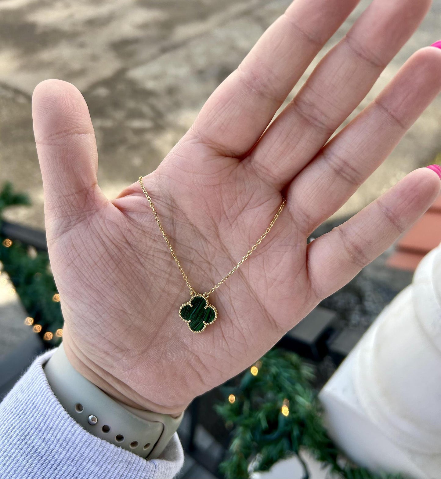 Green/Gold Clover Necklace