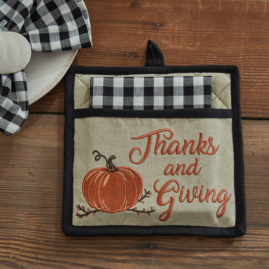 Autumn Checkerboard Pocket Potholder Set