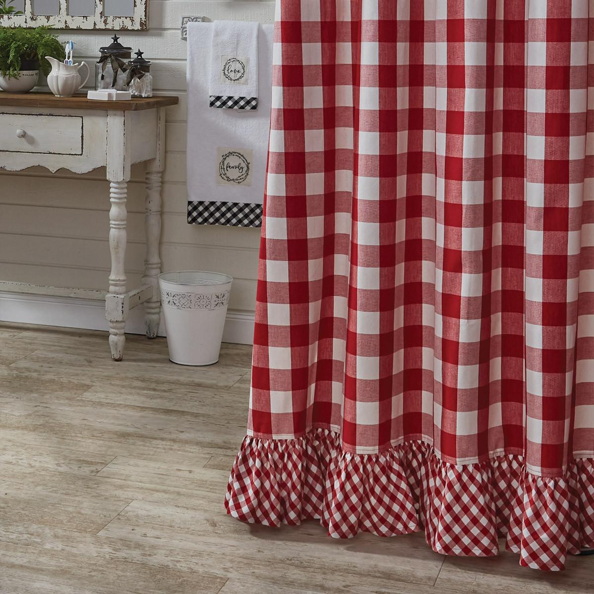 Park Design Wicklow Ruffled Shower Curtain (Red)