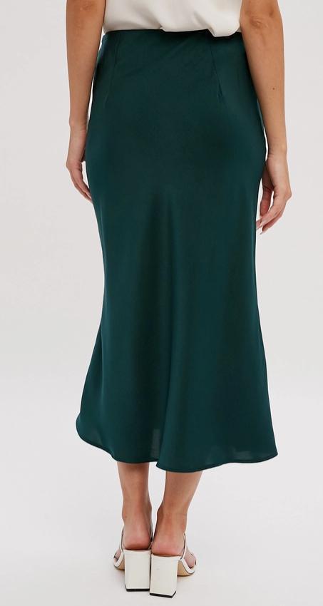 Satin Midi Skirt (Hunter Green)