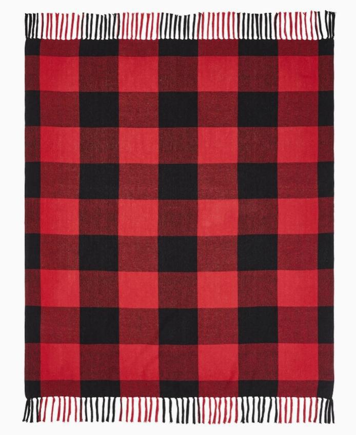 Harper Red Black Buffalo Check Woven Throw