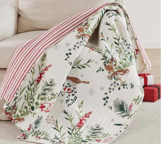 Winterberry Forest Quilted Throw Blanket