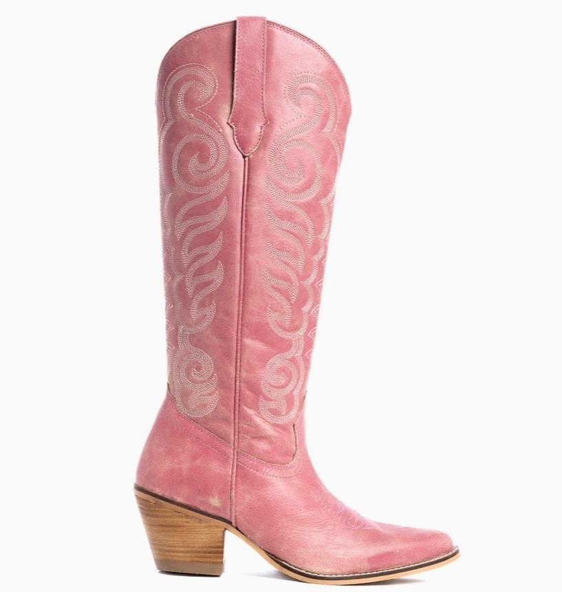 Myra Nalejandra Leather Boots in Pink