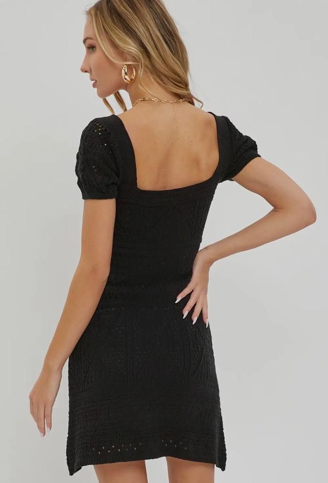 Knit Crochet Dress (Black)