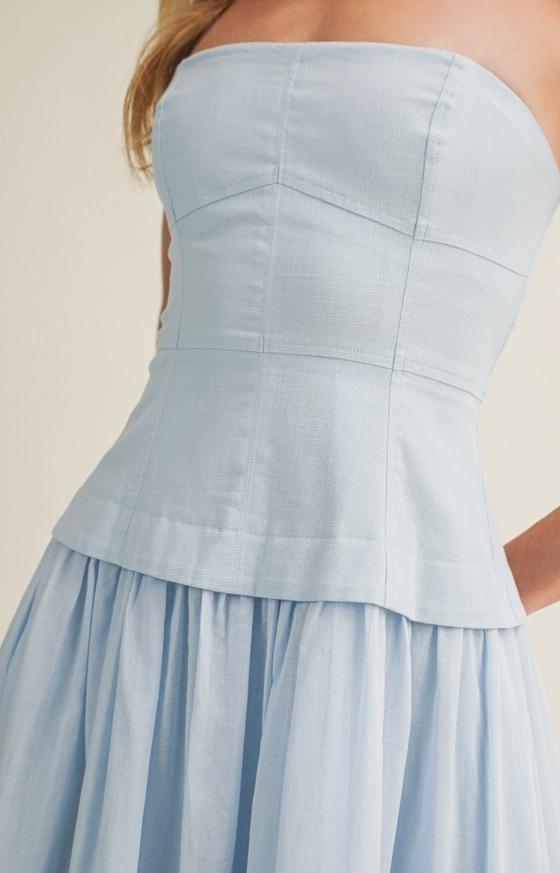 Corset Lined Strapless Dress (Baby Blue)