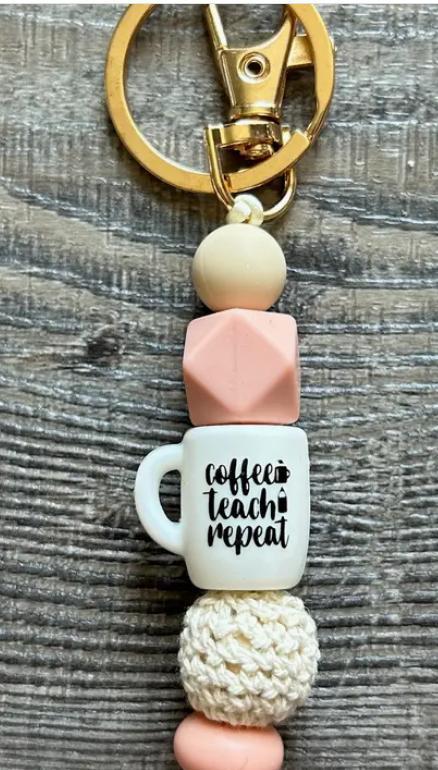 Coffee Teach Repeat Keychain