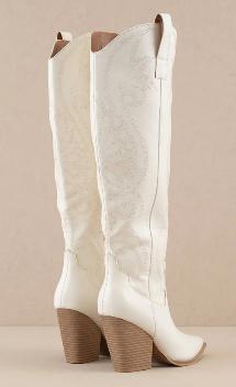 Oasis Society -The Astrid White Knee-High Embroidered Cowboy Boot