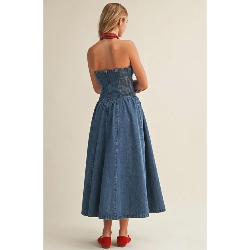 Detachable Strap Denim Dress