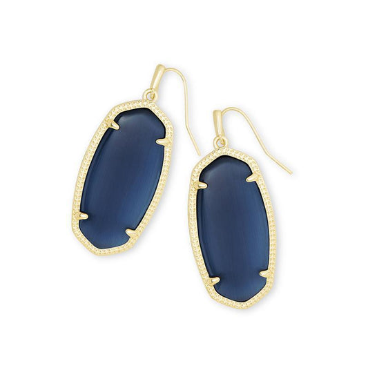 Kendra Scott Elle Gold Navy Cats Eye Earring