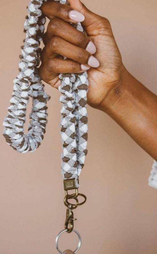 Brown Checkered Lanyard
