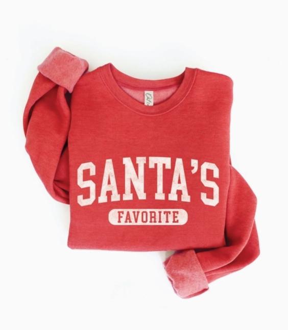 Santa's Favorite Graphic Sweatshirt (Cranberry Heather)