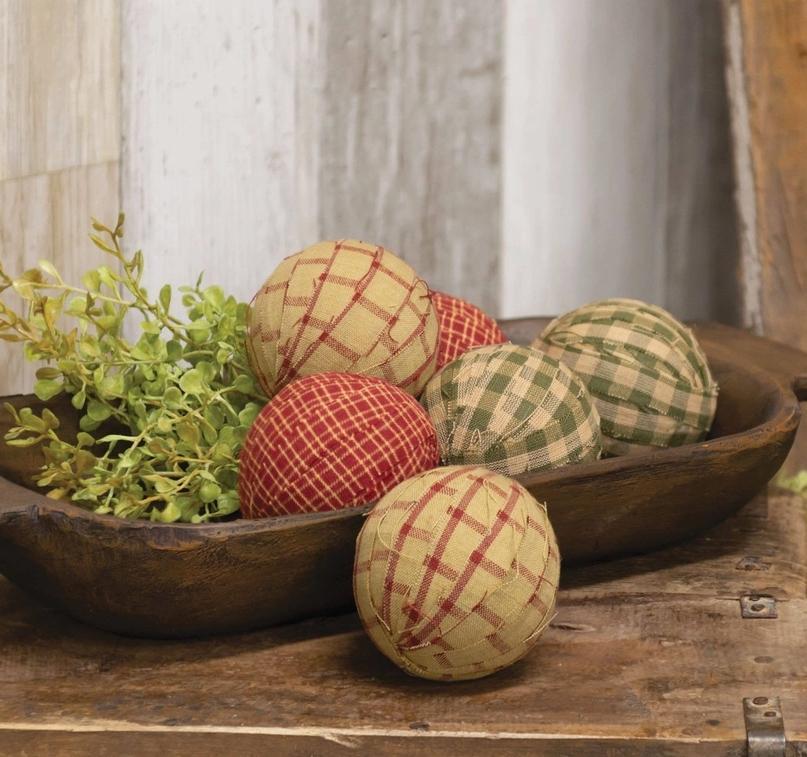 6/Set, Primitive Gingham Rag Balls