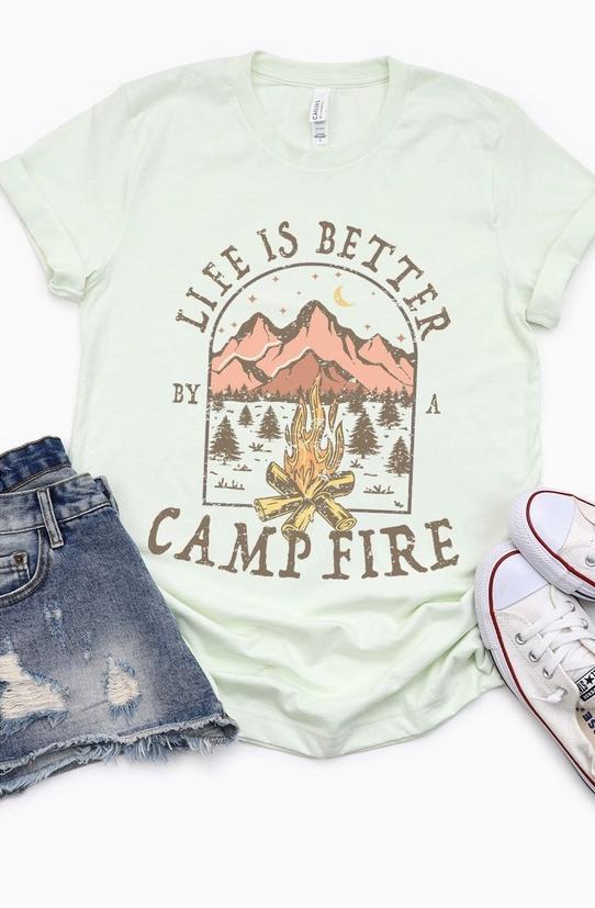 Life Is Better By A Campfire Graphic Tee (Citron)