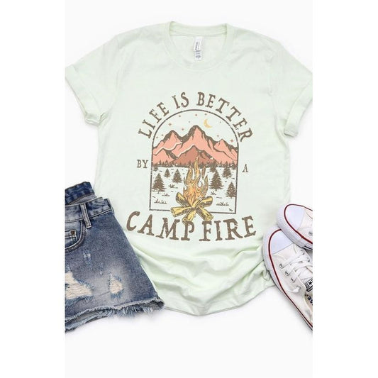 Life Is Better By A Campfire Graphic Tee (Citron)