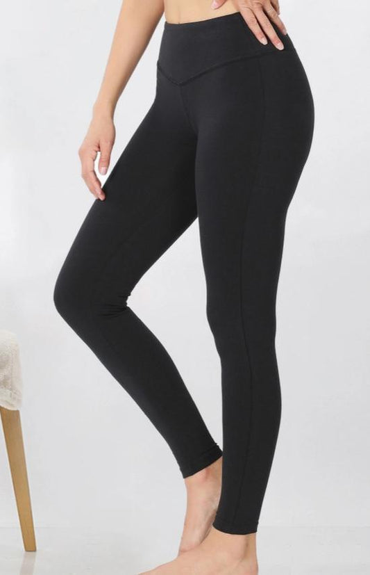 Tummy Control Waistband Leggings (Black)