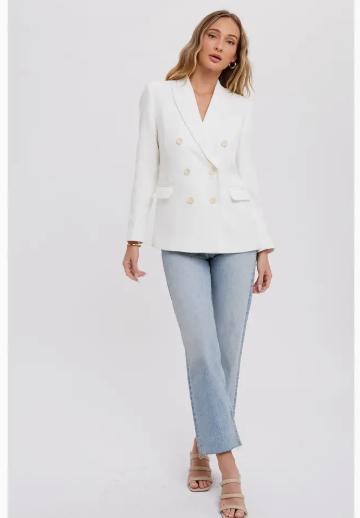 Classic Double Breasted Blazer (Ivory)