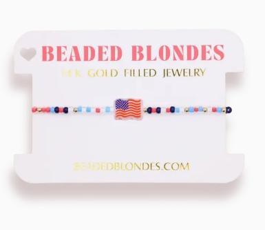 Beaded Blondes American Flag Bracelet On Color