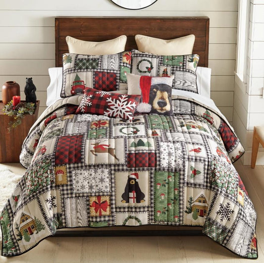 Winter Cottage 3pc Quilt Set