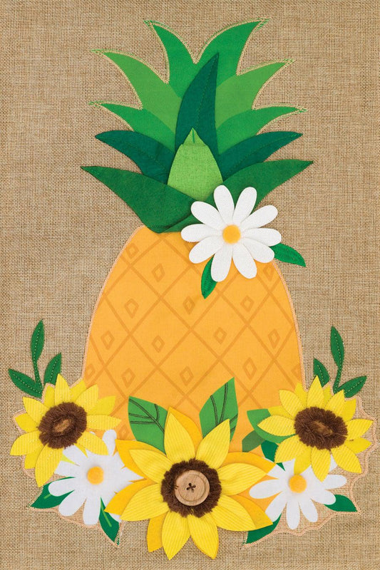 Burlap Sunflower Pineapple Flag