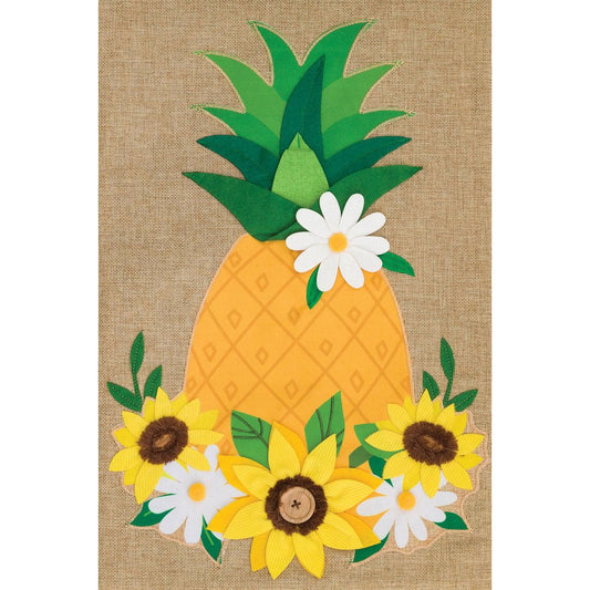 Burlap Sunflower Pineapple Flag