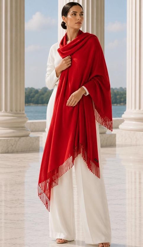 Luxurious Cashmere Blend Shawl Stole with Fringe